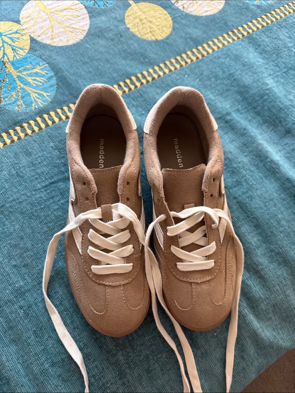 Madden Girl Beige Suede Lace-Up Sneakers